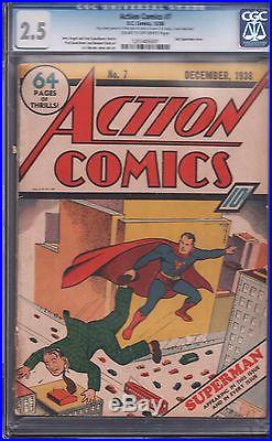 Action Comics 7 CGC 2.5 Old Golden Age Key DC 2nd Superman Cover RARE IGKC L@@K