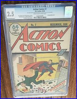 Action Comics 7 CGC 2.5 Old Golden Age Key DC 2nd Superman Cover RARE IGKC L@@K