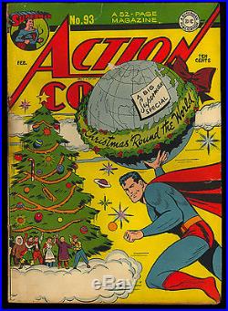 Action Comics #93 Very Nice Golden Age Christmas Cover Superman DC 1946 GD-VG