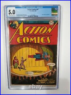 Action Comics #97 CGC 5.0 DC Superman 1946 Golden Age Book