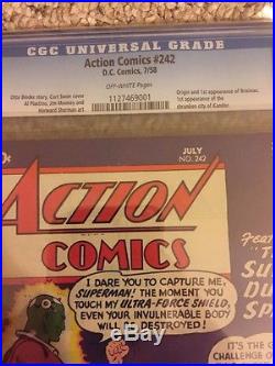 Action comics 242 Cgc 6.5. OW Pages. First Braniac! Hot And Very Scarce Book
