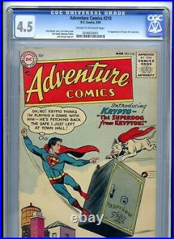 Adventure Comics #210 CGC 4.5 CROW Pages 1st Krypto Clean Bright Book