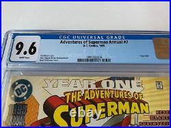 Adventures Of Superman Annual 7 Cgc 9.6 White Cool Flag Cover DC Comics 1995
