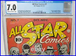 All Star Comics #7 DC 1941 Cgc 7.0 Fn/vf 1st Superman Batman Team-up