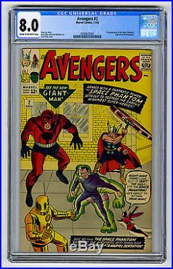Avengers #2 CGC 8.0 1st app Space Phantom Hulk Leaves Marvel Silver Age Comic