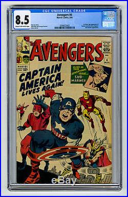 Avengers #4 CGC 8.5 1st S. A. App Captain America KEY Kirby Marvel Silver Comic