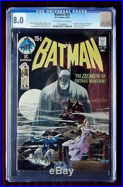 BATMAN #227 CGC 8.0! N. R. CLASSIC COVER! VS SUPERMAN MOVIE SOON! OW-WHITE