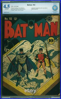 Batman #10 CBCS 4.5 VG+ Catwoman CGC Superman Artist-Fred Ray Golden Age 1942