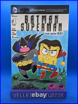Batman Superman 1 Sketch Variant Original Art Spongebob Squarepants Patrick