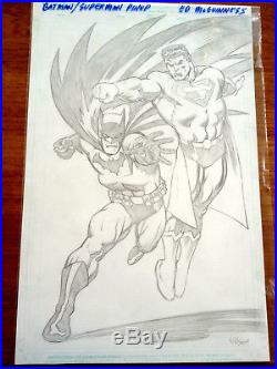 Batman/Superman Original Art 2-Piece Pinup Set Ed McGuinness & Dexter Vines
