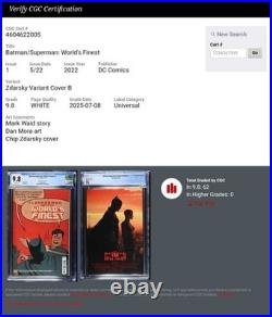 Batman/Superman World's Finest #1, (125) Zdarsky Battle Slap Superman, CGC 9.8