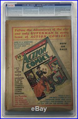 Cgc 0.5 Superman #1 Golden Age 1939 Original Certified DC Comic Book