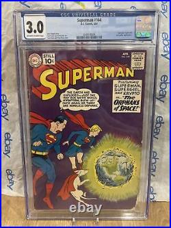 CGC 3.0 Graded Dc Comics 1961 Superman #144 / Supergirl, Krypto & Lex Luthor