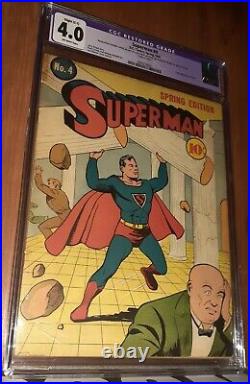 CGC 4.0 Superman 4 Slight Restoration. 1940 D. C. Second Appearance of Lex Luthor