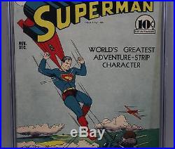 CGC Graded 7.5 1940 SUPERMAN No 7 Golden Age D. C. Comic Book, 1st Perry White