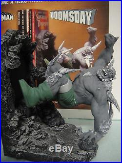 DC COMICS SUPERMAN vs DOOMSDAY BOOKENDS STATUE 1996 MIB! RARE By PAQUET bust