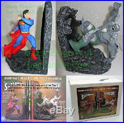DC Superman Vs Doomsday Bookends Statue 1996 Orig Box Cape Cracked +BIN Bonus