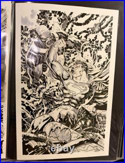 DC Superman v Parasite Original Comic Art Inkwash by legendary Ken Lashley 11x17
