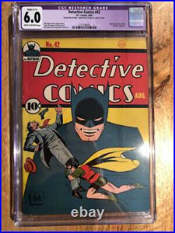 Detective Comics #42 CGC 6.0 Slight C-1 Batman Comic Book DC Golden Age