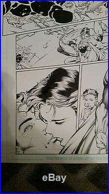Ed Benes original art Justice League 15 pg 12 Vixen and Superman