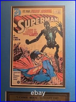 FRAMED Superman #1 CGC 8.0 D. C Comics 1987 WithCOA