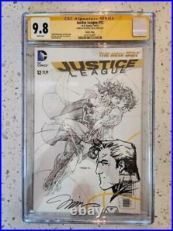 JUSTICE LEAGUE 12 CGC 9.8 SS signed Jim Lee sketch variant Superman Wonder Woman