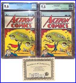 Jerry Siegel Signed Action #1 Reprint Cgc 9.6 Plus Unsigned Copy Cgc 9.6! Combo