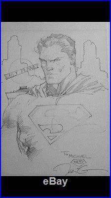 Jim Lee Superman Sketch Incredible Original Comic Art