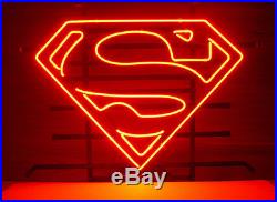 NEW SUPERMAN COMIC BOOK HERO ACTION REAL GLASS NEON LIGHT BEER BAR PUB SIGN