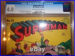 NR CGC 4.0 Superman 19 Golden Age DC 1942 Man of Steel Comic Book Free SHIPPING
