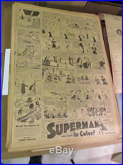Newspaper comic book strip SUPERMAN 1940,1941 lot (300+) Bullet Benton bound vol