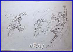 ORIGINAL ARTWORK SUPERMAN MODEL SHEET 5 w 3 ACTION POSES by Artist Ivan Reis