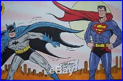 Original Art by Sheldon Shelly Moldoff. Signed. Batman & Superman. 12x9