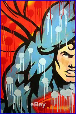 Original DILLON BOY Painting SUPERMAN pop art dc comic book graffiti banksy #1