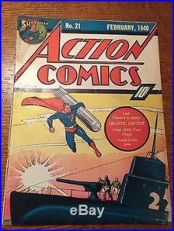 Rare 1939 Golden Age Action Comics #21 Classic Superman Rocket Cover Complete