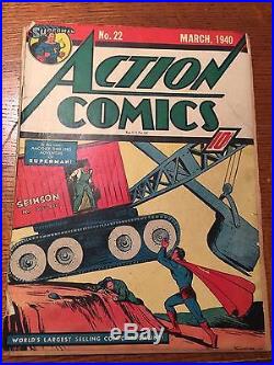 Rare 1940 Golden Age Action Comics #22 Classic Superman Cover Complete