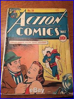 Rare 1940 Golden Age Action Comics #24 Classic Superman Cover Complete