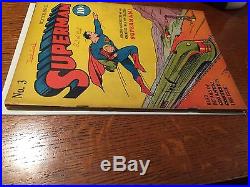 Rare 1940 Golden Age Superman #3 Winter Issue Complete Nice
