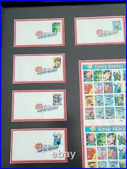 RARE DC Comics Super Heros 1st Day Issue Framed Stamp Set July 2006 SD Comic Con