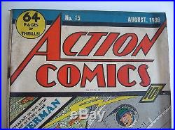 Rare Action Comics Detective Comics No. 15 1939 Golden Age Superman No Reserve