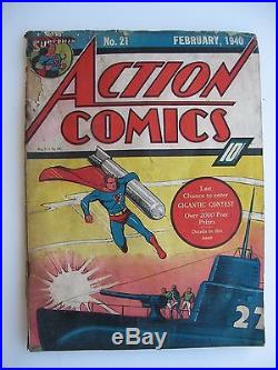 Rare Action Comics Detective Comics No. 21 1940 Golden Age Superman No Reserve