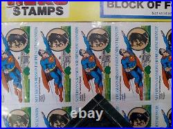 Rare Vintage National Periodicals Superman Stamp Set Gold Foil 1976 Moc