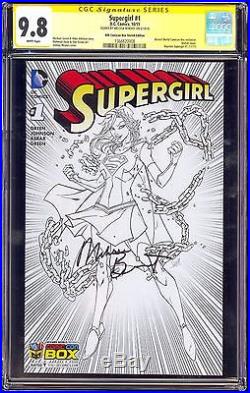 Supergirl #1 Cgc 9.8 Ss Signed Melissa Benoist Comic Box Sketch Variant