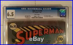 SUPERMAN #10 D. C. Comics, 5-6/1941 CGC Graded 6.5 FINE+