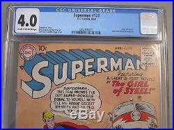 SUPERMAN #123 CGC 4.0 COMIC BOOK 1958 Supergirl Tryout KEY