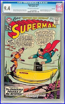 SUPERMAN #154 CCG NM 9.4 2nd HIGHEST CGC GRADE! 1962 MR. MYYZPTLK