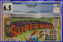 SUPERMAN #156 10/1962 CGC Grade 6.5, Off-White to White Pages New Slab