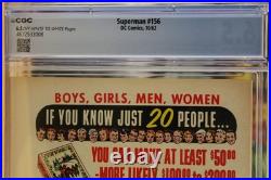 SUPERMAN #156 10/1962 CGC Grade 6.5, Off-White to White Pages New Slab