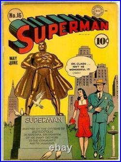 SUPERMAN #16 Golden Age Cover DC Comics 1942 Lois Lane Cover VF CONDITION