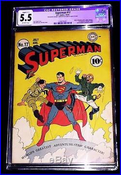 Superman 1942 D. C DC Comics #17 Original Authentic July/aug Comic Book Cgc 5.5